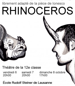 Affiche de la pièce de théâtre de la 12e classe (2017-2018): Rhinocéros